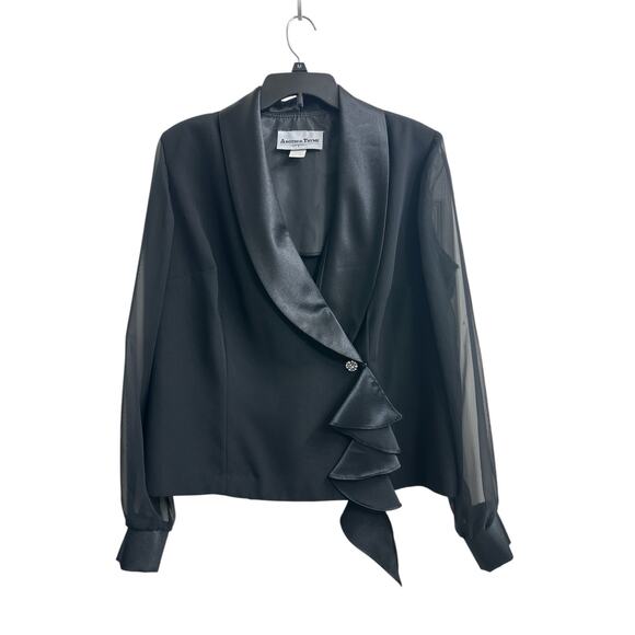 Vintage Another Thyme Women’s Black Tuxedo Rhinestone Button Blazer Size 14/16 - Picture 1 of 8